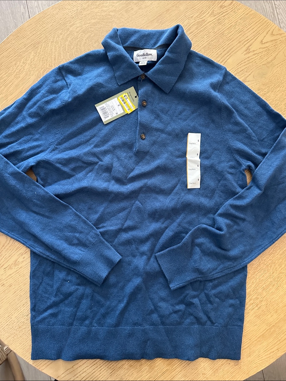 Goodfellow & Co Blue Long-Sleeve Polo sweater NWT SMALL